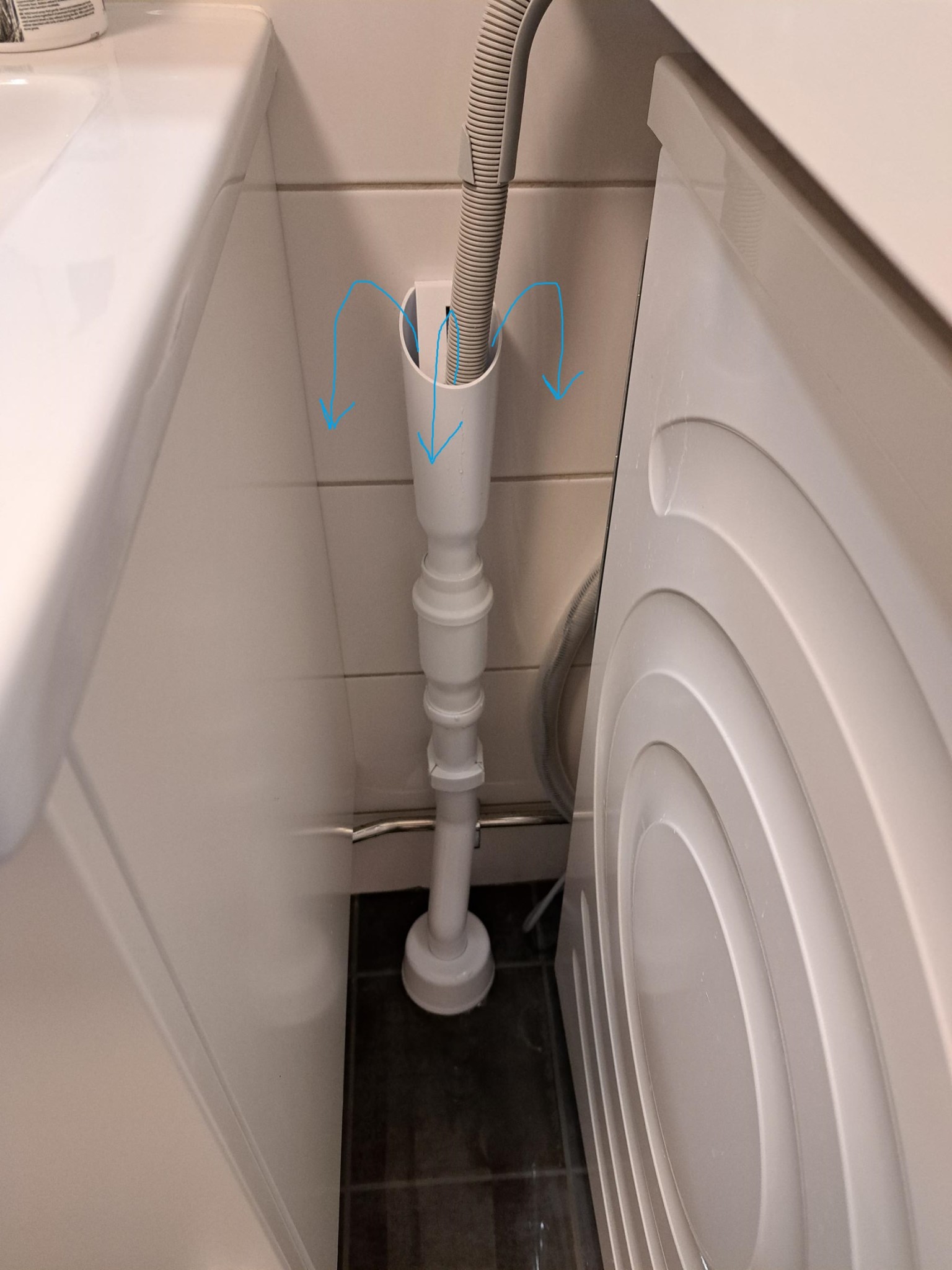 Vatten spolas ut vid tvättmaskinsavlopp | Byggahus.se