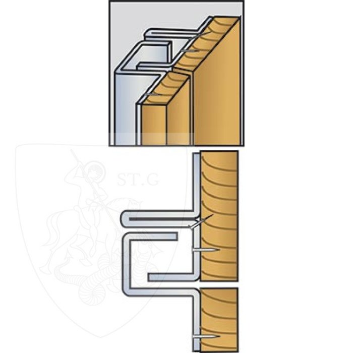 Schematisk illustration av en dörrkarmssektion med en potentiell montering av ett brytskydd.