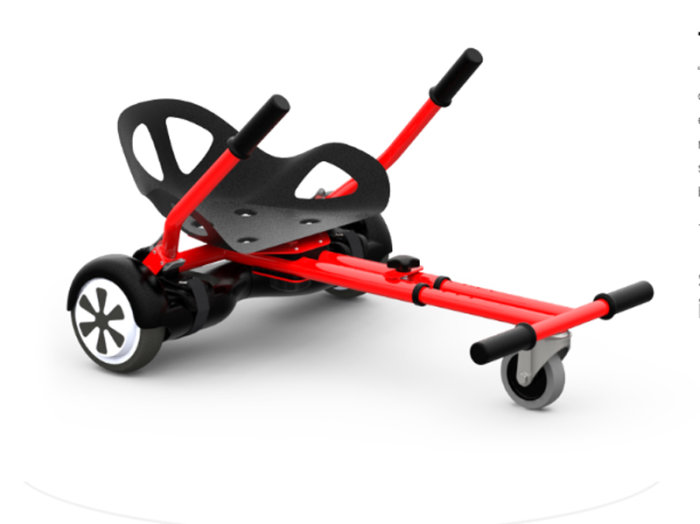 Svart och röd hoverboard go-kart tillbehör på vit bakgrund