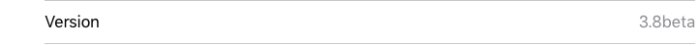 Skärmbild som visar versionsnummer 3.8 beta.