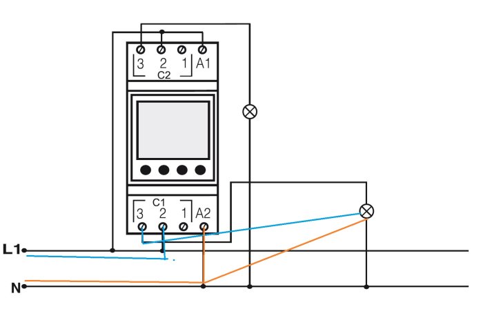 Elektrisk kopplingsschema för ett astronomiskt hjul med märkta ledningar och anslutningspunkter.