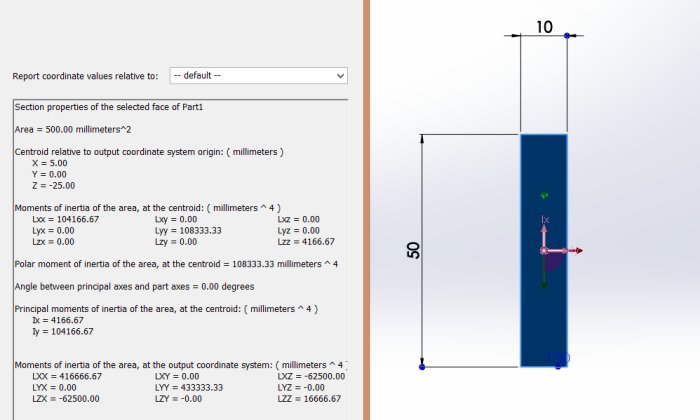 Diagram som visar böjmotståndet för ett balktvärsnitt med tyngdpunktsaxel och Iy-parameter markerad.