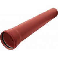 Röd 160mm avloppsrörssnutt med muffände för byggprojekt.