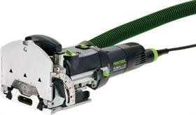 Festool domino fogfräs DF 500 med dammsugarslang ansluten.