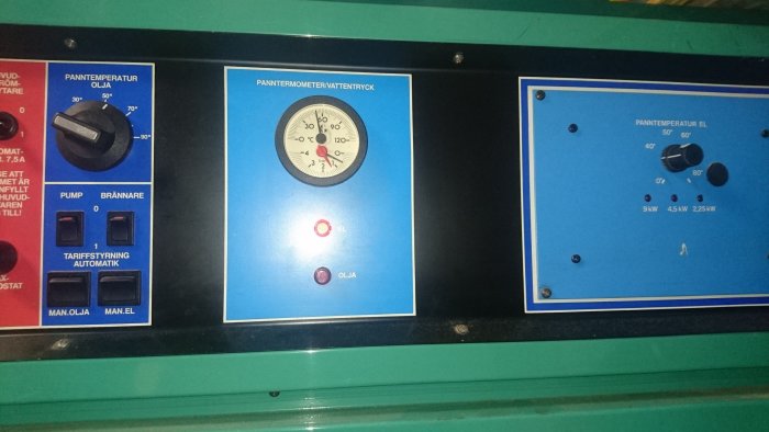 Kontrollpanel för CTC Regent kombipanna med inställningsvred och termometer.