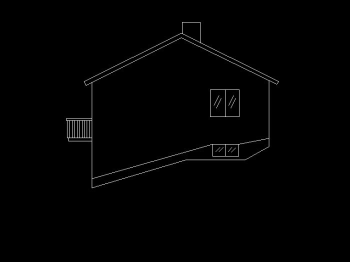 Enkel ritning av ett hus som visar tänkta platser för övervakningskameror.