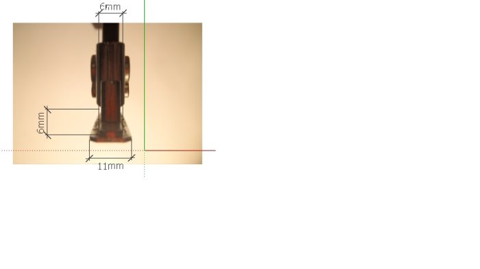 Skiss i Sketchup med måttangivelser för en byggdetalj.