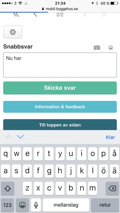 Skärmdump av ett diskussionsforum där en användare rapporterar ett problem med scrollbaren på en mobilwebbplats.