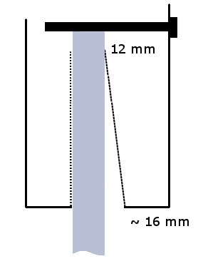 Schematisk illustration av 12 mm rör med centrerad 8 mm stång och måttangivelser.