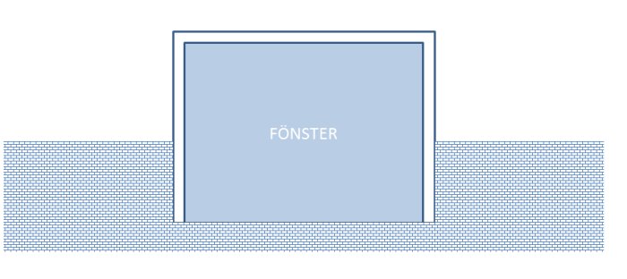 Illustration av fönster över mosaikvägg, med mosaik som går upp 1/3 på sidorna och under fönstret.