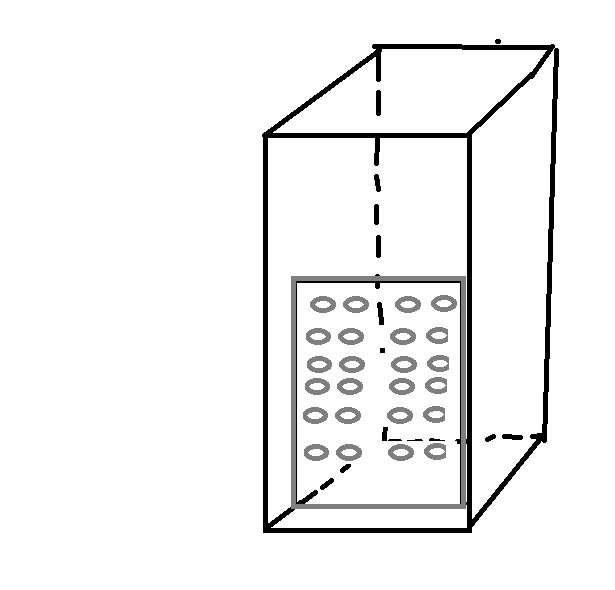 Schematisk ritning av eldstad med hålad plåt monterad framför för pelletsbränning.