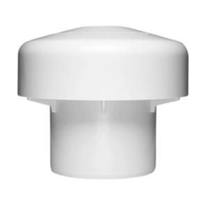Ventil för avloppssystemets avluftning, möjligen en pumla, i vitt plastmaterial.