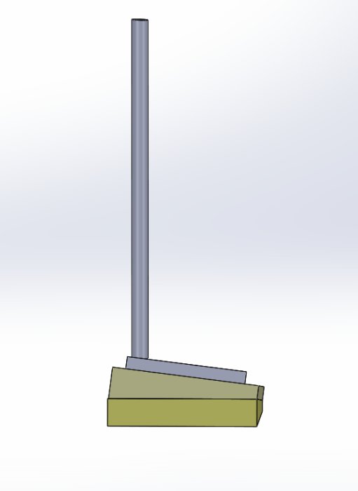 CAD-skiss av en jigg med ben i 7 graders lutning från två vinklar.