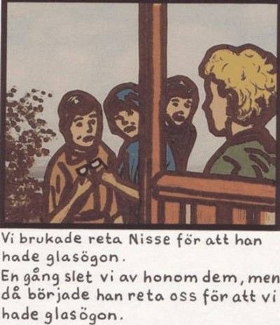 Illustration av fyra personer, en med glasögon, som kommunicerar över en balkong.