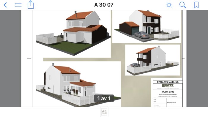 Visualisering av utbyggnadsplaner för ett hus, inklusive nytt sovrum och fönster.