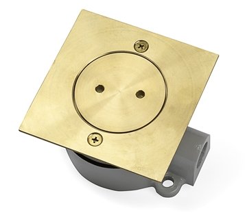 Guldig eluttaget i ett grått väggfäste mot vit bakgrund.