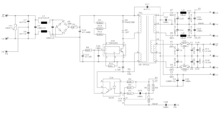 Elektriskt kretsschema som visar C17 och andra komponenter, med fokus på EMC och skyddsjording.
