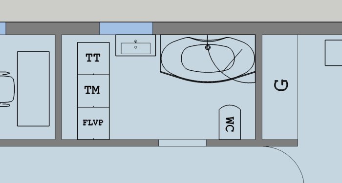 Illustration av två planlösningsförslag med möblering i rum och textmarkeringar.