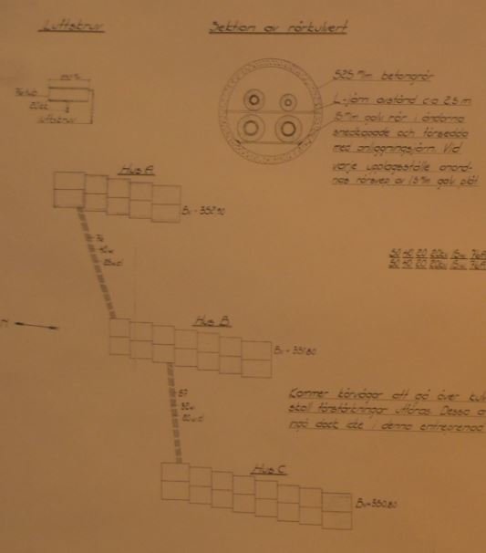 Ritning över ett byggprojekt med måttangivelser och detaljerade sektioner för konstruktionen.