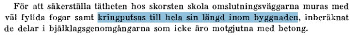 Närbild på text i ett diskussionsinlägg om krav på putsning av skorstenar enligt BABS 1950.