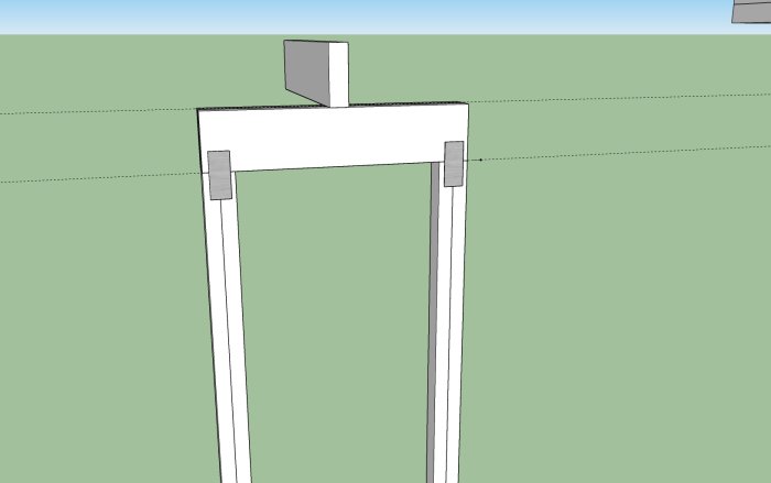 3D-modell av träbjälklag med c/c 600mm och spikbleck som fästelement.