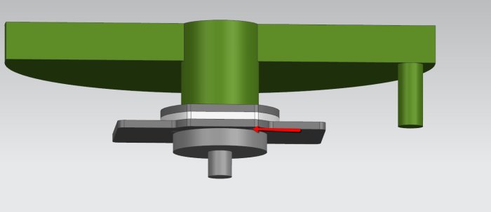 3D-renderad bild av en riving knife axiallagermekanism för en Wadkin AGS10 såg.