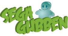 Logo med texten "SEGA GUBBEN" i grönt bredvid en glad blå figur.