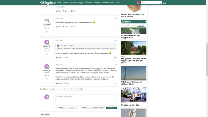 Skärmdump av ett diskussionsforum med inläggslistor, menyer och sidnavigering.