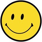 En klassisk gul smiley-symbol med ett stort leende.
