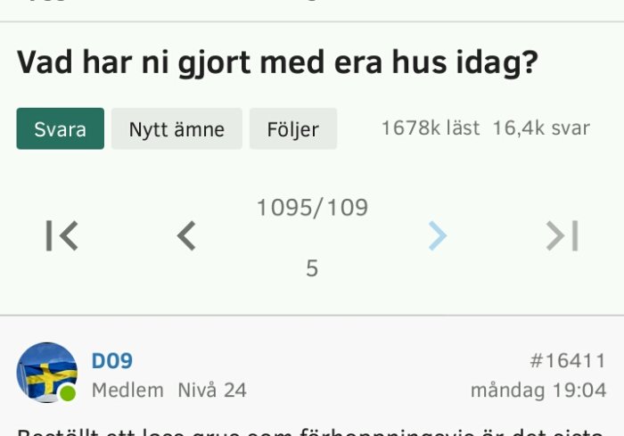 Skärmbild av ett forum med en diskussionstråd som visar att tråden har 1095 sidor.