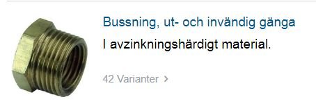Bussning med utvändig och invändig gänga i avzinkningshärdigt material.