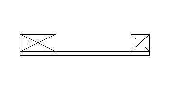 Schematisk bild av en regel med två förstärkningstrianglar vid ändarna.