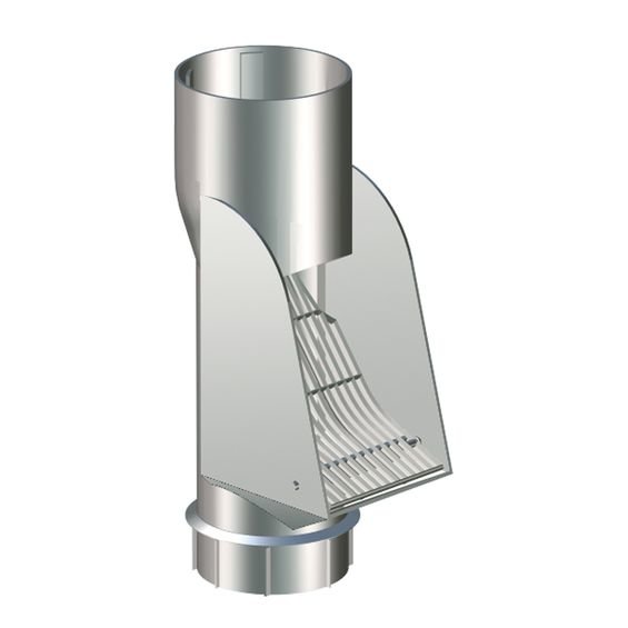 Självrensande fälla för stuprör avsedd för att förhindra tilltäppning av löv och barr.