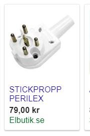 Perilex stickpropp med 5 stift för anslutning av spis, vit bakgrund.