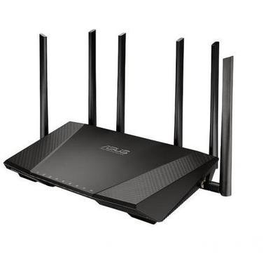 Asus RT-AC3200 router med sex antenner och svart design.