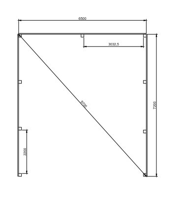 Planritning med måttangivelser för ett byggprojekt.