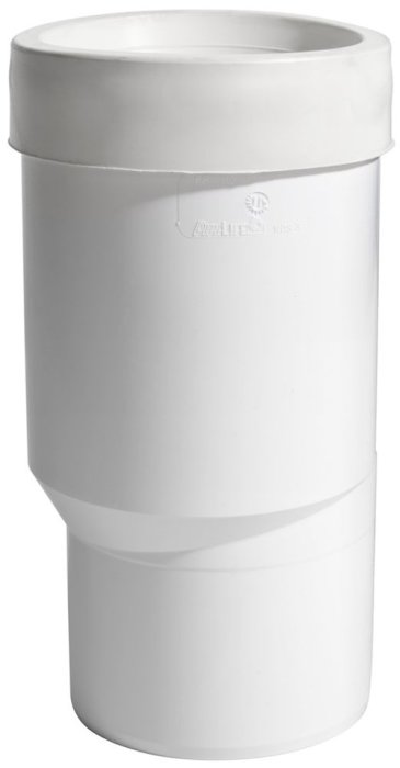 Vit slätända avloppsrör på 110 mm för anslutning av toalettstol i badrumsinstallation.