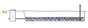 Schema över infiltrationssystem med luftningsventiler och anslutning till husets avloppsavluftning.