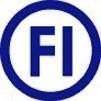 Logotyp bestående av bokstäverna "FI" inuti en blå cirkel, som representerar FI-märkning.