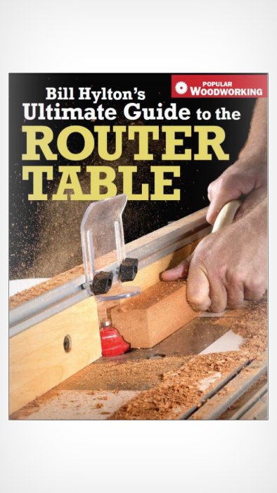 Omslaget till "Bill Hylton's Ultimate Guide to the Router Table" med en handsnidade träbit och spån.