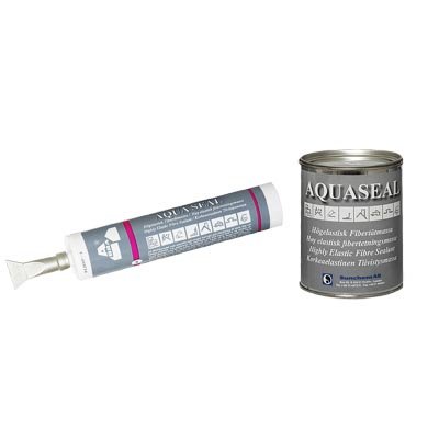 Tub av ABRA Aqua Seal tätningsmedel bredvid en burk med samma produkt mot vit bakgrund.