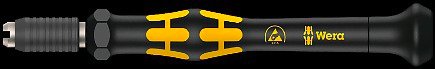Wera 813 R ESD bithållande skruvmejsel med svart handtag och gul symbol.