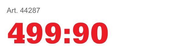 Prisskylt för Uponor WGF spänningsaggregat som visar artikelnummer 44287 och pris 499:90.