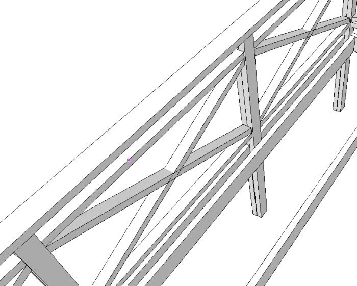 Svartvit skiss av ett kryssräcke med dimensioner markerade för olika trästycken.