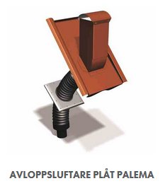 Avloppsluftare för plåttak Palema, produkt från Benders, monterad på brun takpanna.