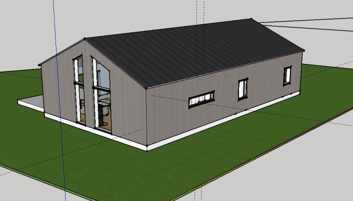 3D-modell av ett enplanshus från 1982 som ska renoveras och moderniseras.