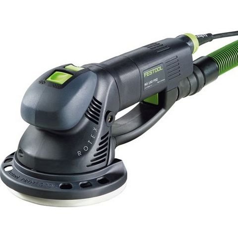 Festool Rotex 150 FEQ 150 Plus excenterslipmaskin klar för användning i slipprojekt.