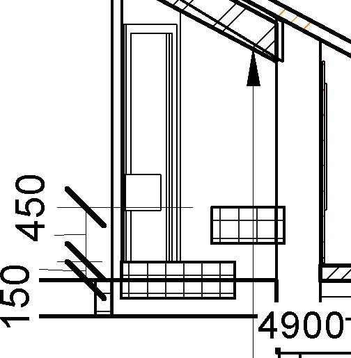 Ritning av bastu med markerade mått för lång lav på 190 cm och en fotlav på 15 cm.