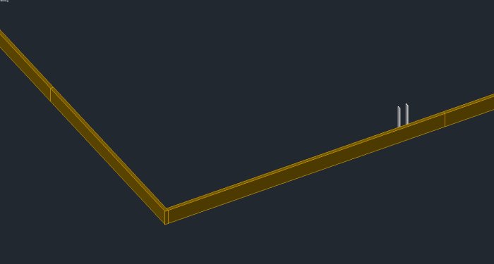 Digital skiss av gjutform för betongplatta till carport med markerad förhöjd kant för syll.