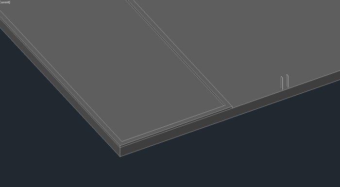 CAD-ritning av gjutformar för betongplatta och förhöjd syll i förberedelse för carportbygge.